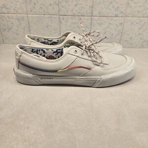 Sperry White Sneakers with Rainbow Accents